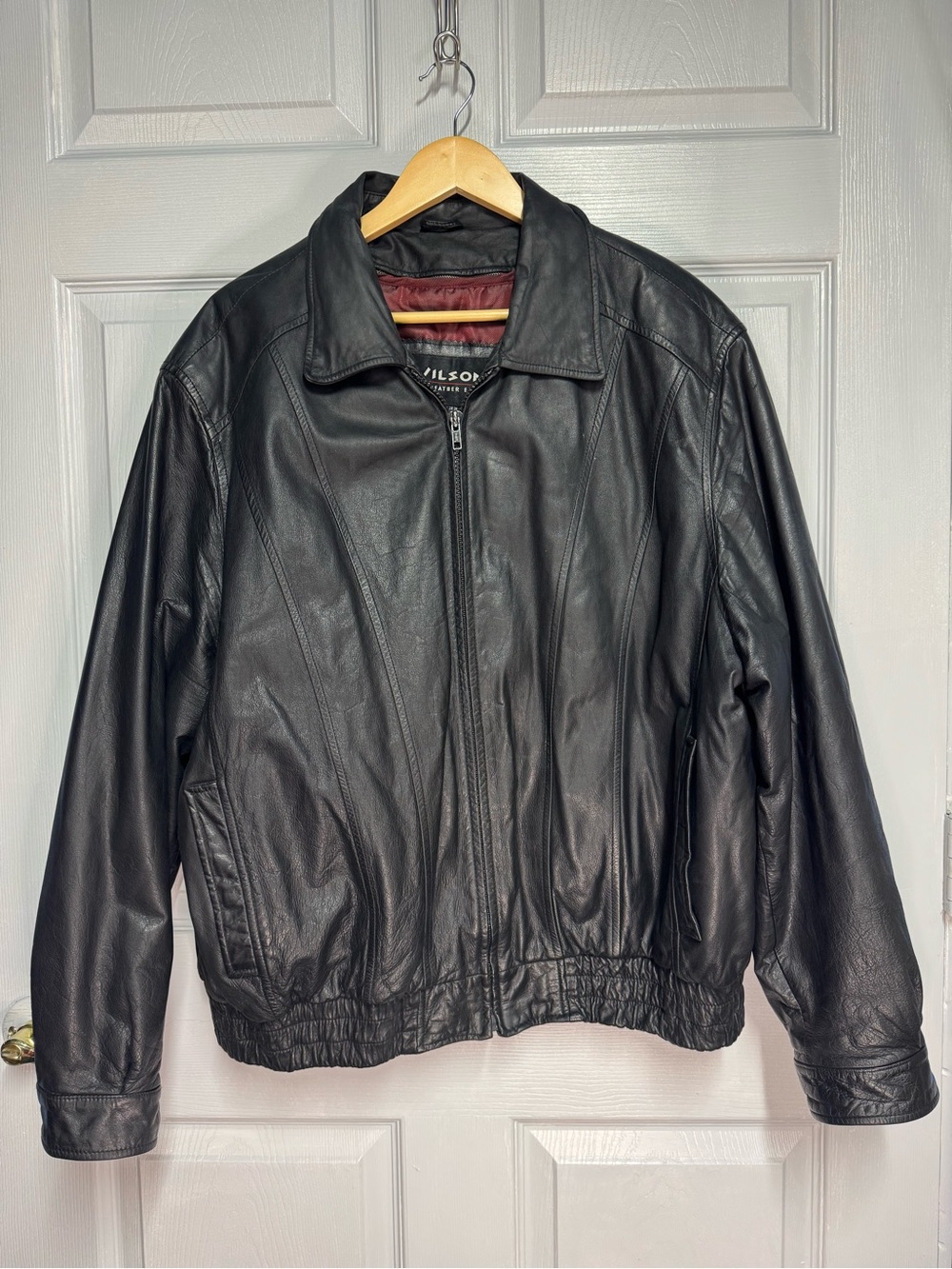 Vintage Wilsons Black Leather Bomber Jacket Men’s XL Thinsulate Y2K x